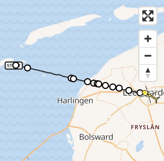 Vlucht Ambulancehelikopter PH-HOW van Vlieland Heliport naar Leeuwarden op zaterdag 22 juni 2024 9:34