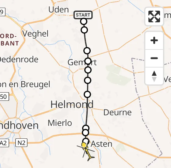 Vlucht Traumahelikopter PH-HVB van Vliegbasis Volkel naar Someren op zaterdag 22 juni 2024 19:48