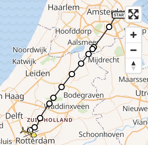 Vlucht Traumahelikopter PH-UMC van Amsterdam naar Rotterdam The Hague Airport op zondag 23 juni 2024 1:21