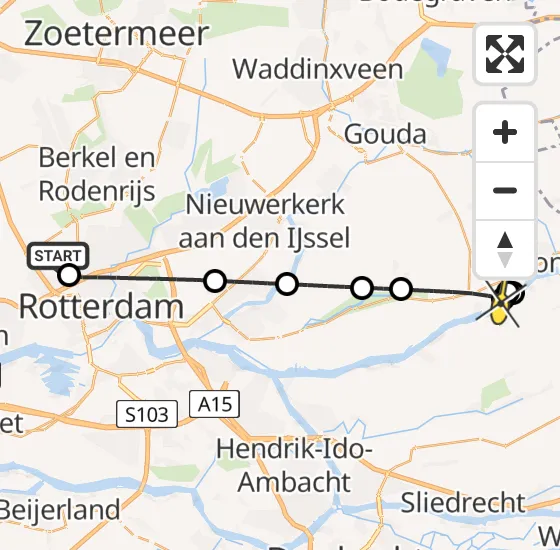 Vlucht Traumahelikopter PH-UMC van Rotterdam The Hague Airport naar Ammerstol op zondag 23 juni 2024 18:30