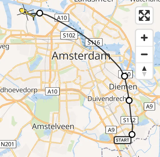 Vlucht Traumahelikopter PH-DOC van Academisch Medisch Centrum (AMC) naar Amsterdam Heliport op zondag 23 juni 2024 16:52