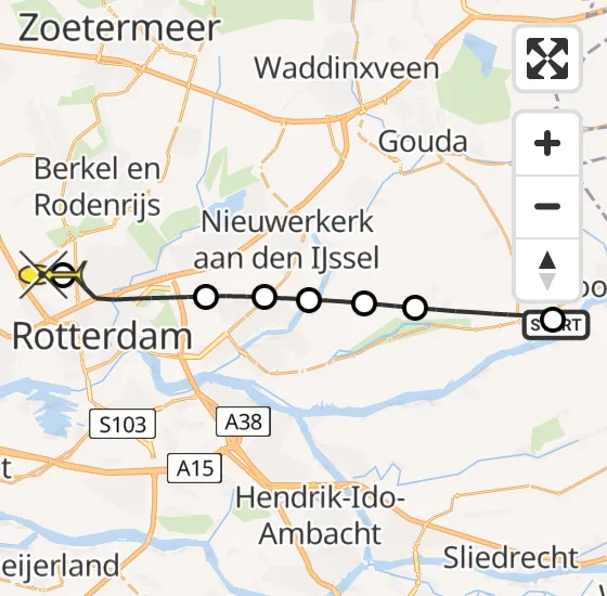 Vlucht Traumahelikopter PH-UMC van Ammerstol naar Rotterdam The Hague Airport op zondag 23 juni 2024 16:55