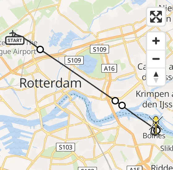 Vlucht Traumahelikopter PH-UMC van Rotterdam The Hague Airport naar Ridderkerk op zondag 23 juni 2024 19:57