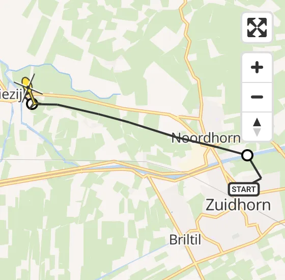Vlucht Traumahelikopter PH-MAA van Zuidhorn naar Niezijl op maandag 24 juni 2024 11:06