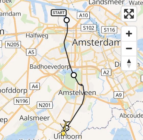 Vlucht Traumahelikopter PH-DOC van Amsterdam Heliport naar Uithoorn op maandag 24 juni 2024 13:37