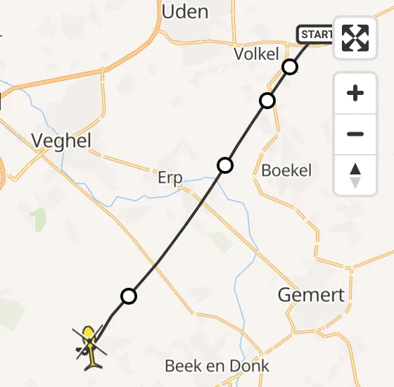 Vlucht Traumahelikopter PH-HVB van Vliegbasis Volkel naar Mariahout op maandag 24 juni 2024 15:42