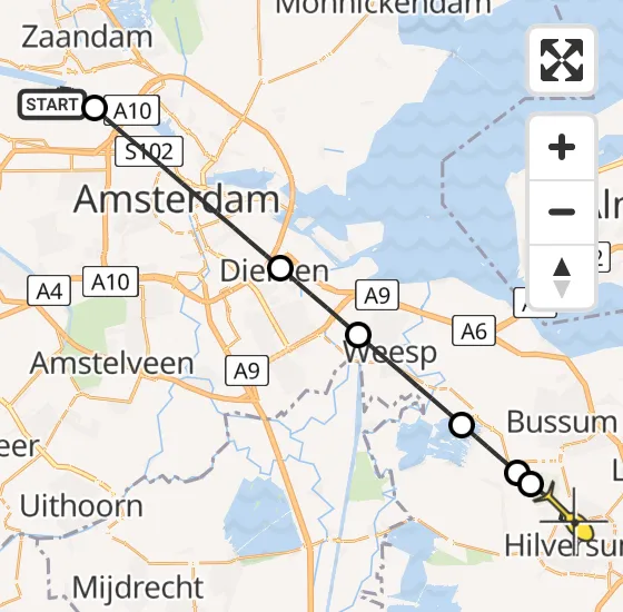 Vlucht Traumahelikopter PH-DOC van Amsterdam Heliport naar Hilversum op maandag 24 juni 2024 23:25