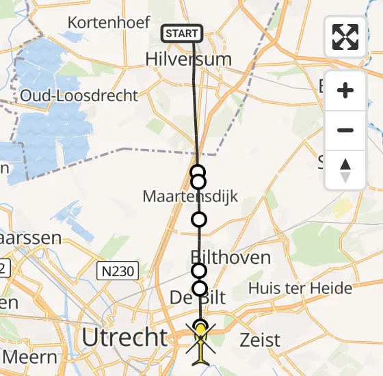Vlucht Traumahelikopter PH-DOC van Hilversum naar Universitair Medisch Centrum Utrecht op dinsdag 25 juni 2024 0:04