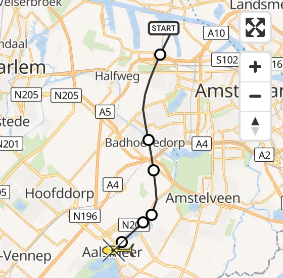 Vlucht Traumahelikopter PH-DOC van Amsterdam Heliport naar Aalsmeer op dinsdag 25 juni 2024 21:51