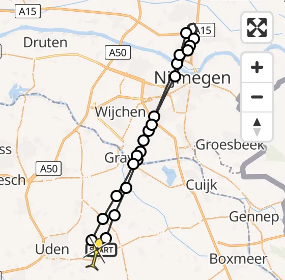 Vlucht Traumahelikopter PH-HVB van Vliegbasis Volkel naar Vliegbasis Volkel op dinsdag 25 juni 2024 22:00