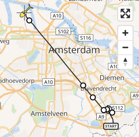 Vlucht Traumahelikopter PH-DOC van Academisch Medisch Centrum (AMC) naar Amsterdam Heliport op dinsdag 25 juni 2024 23:02