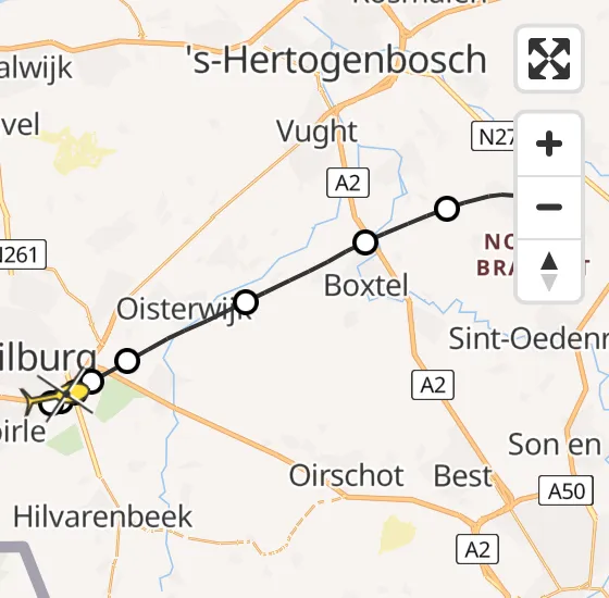 Vlucht Traumahelikopter PH-HVB van Schijndel naar Tilburg op woensdag 26 juni 2024 7:21