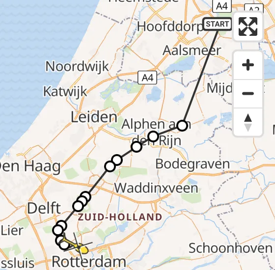 Vlucht Politiehelikopter PH-PXE van Amstelveen naar Rotterdam The Hague Airport op woensdag 26 juni 2024 7:57