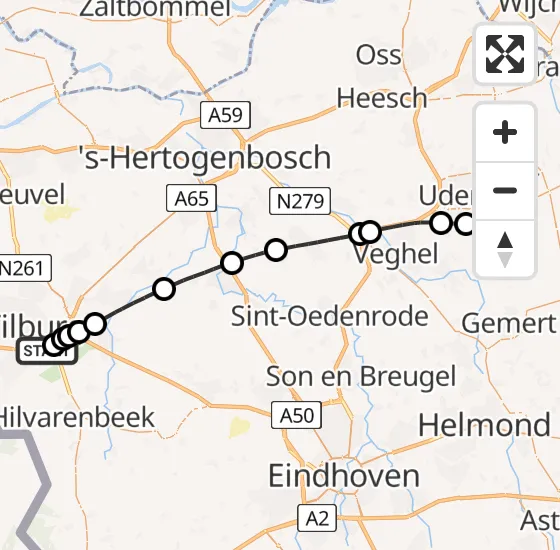 Vlucht Traumahelikopter PH-HVB van Tilburg naar Vliegbasis Volkel op woensdag 26 juni 2024 7:58