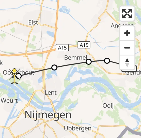 Vlucht Traumahelikopter PH-HVB van Gendt naar Oosterhout op woensdag 26 juni 2024 9:36