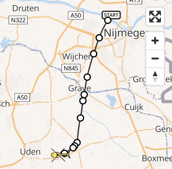 Vlucht Traumahelikopter PH-HVB van Oosterhout naar Vliegbasis Volkel op woensdag 26 juni 2024 10:07
