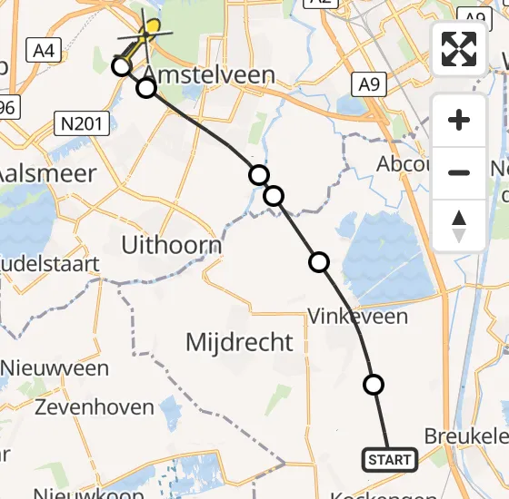 Vlucht Politiehelikopter PH-PXX van Kockengen naar Schiphol op woensdag 26 juni 2024 12:39
