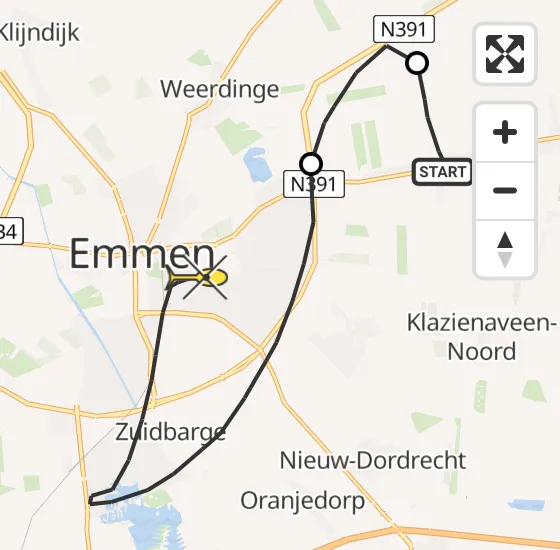 Vlucht Traumahelikopter PH-MAA van Emmer-Compascuum naar Emmen op woensdag 26 juni 2024 13:23