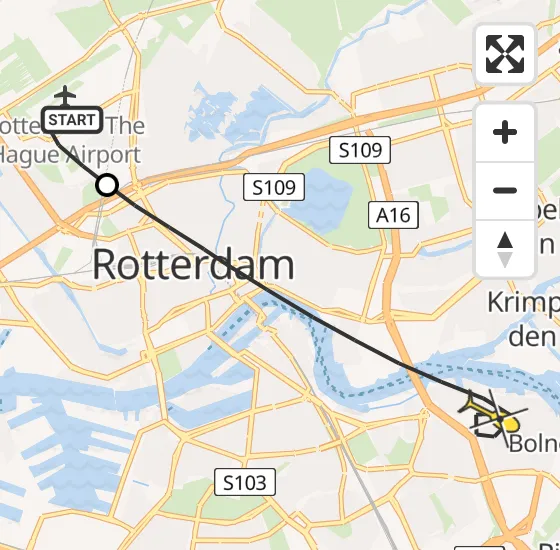 Vlucht Traumahelikopter PH-UMC van Rotterdam The Hague Airport naar Rotterdam op woensdag 26 juni 2024 15:31