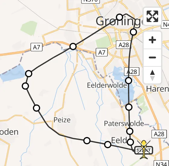 Vlucht Traumahelikopter PH-MAA van Groningen Airport Eelde naar Groningen Airport Eelde op woensdag 26 juni 2024 16:07