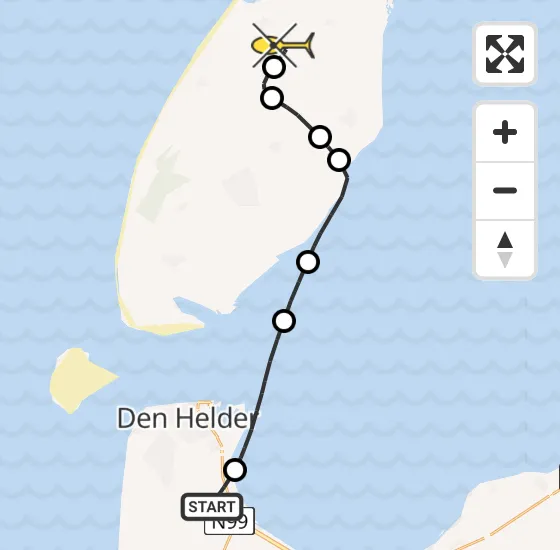 Vlucht Kustwachthelikopter PH-SAR van Vliegveld De Kooy naar Texel International Airport op woensdag 26 juni 2024 16:08