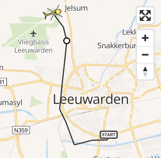 Vlucht Ambulancehelikopter PH-HOW van Leeuwarden naar Vliegbasis Leeuwarden op donderdag 27 juni 2024 15:39