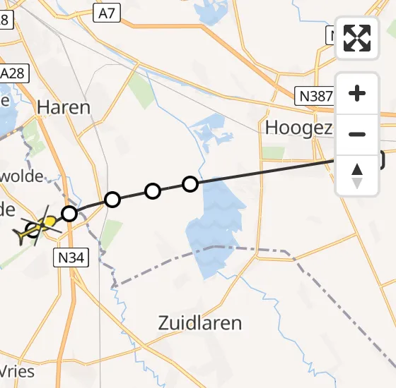 Vlucht Traumahelikopter PH-MAA van Sappemeer naar Groningen Airport Eelde op donderdag 27 juni 2024 16:00