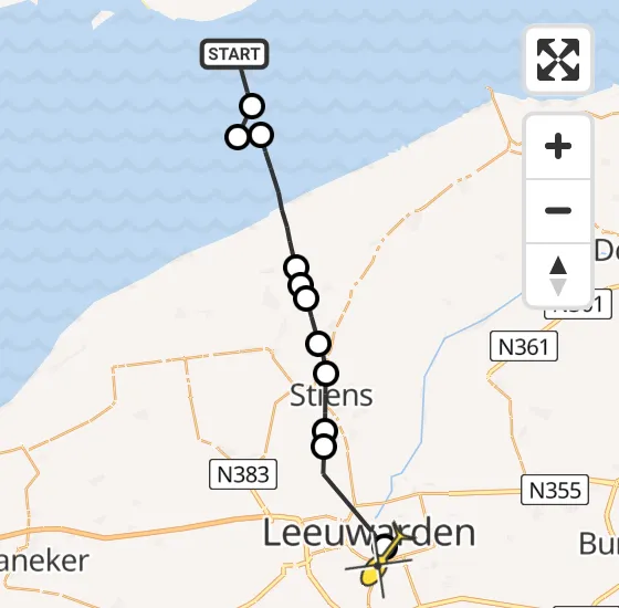 Vlucht Ambulancehelikopter PH-HOW van Ballum naar Leeuwarden op donderdag 27 juni 2024 16:33