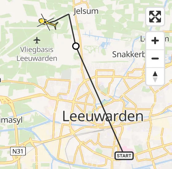 Vlucht Ambulancehelikopter PH-HOW van Leeuwarden naar Vliegbasis Leeuwarden op donderdag 27 juni 2024 17:15