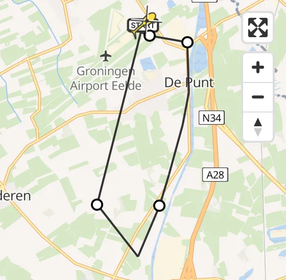 Vlucht Traumahelikopter PH-MAA van Groningen Airport Eelde naar Groningen Airport Eelde op donderdag 27 juni 2024 18:05