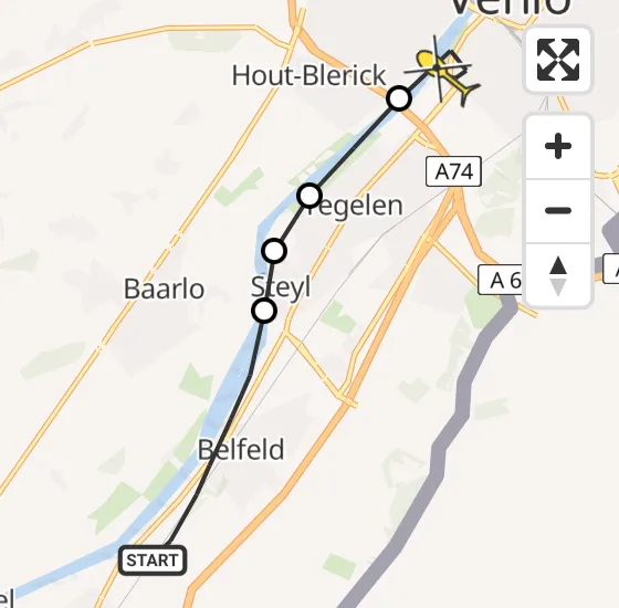 Vlucht Traumahelikopter PH-HVB van Belfeld naar Venlo op donderdag 27 juni 2024 20:15