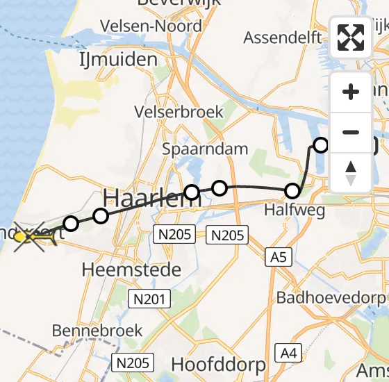 Vlucht Traumahelikopter PH-DOC van Amsterdam Heliport naar Zandvoort op donderdag 27 juni 2024 20:35
