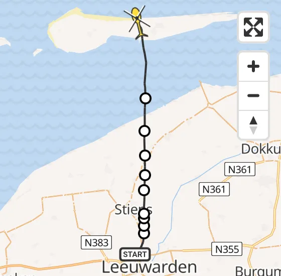 Vlucht Ambulancehelikopter PH-HOW van Vliegbasis Leeuwarden naar Nes op donderdag 27 juni 2024 21:26