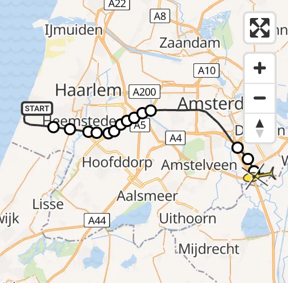 Vlucht Traumahelikopter PH-DOC van Zandvoort naar Academisch Medisch Centrum (AMC) op donderdag 27 juni 2024 21:38