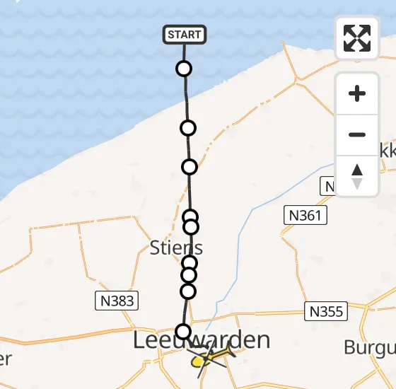 Vlucht Ambulancehelikopter PH-HOW van Nes naar Leeuwarden op donderdag 27 juni 2024 21:59