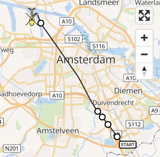 Vlucht Traumahelikopter PH-DOC van Academisch Medisch Centrum (AMC) naar Amsterdam Heliport op donderdag 27 juni 2024 22:28