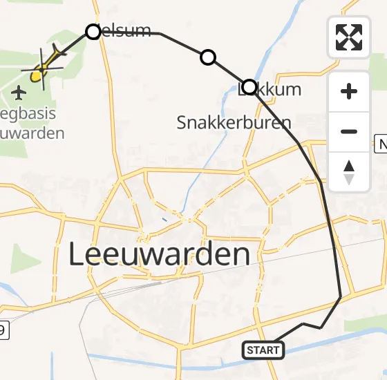 Vlucht Ambulancehelikopter PH-HOW van Leeuwarden naar Vliegbasis Leeuwarden op donderdag 27 juni 2024 22:45