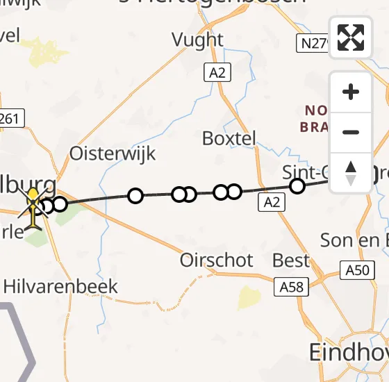 Vlucht Traumahelikopter PH-HVB van Sint-Oedenrode naar Tilburg op vrijdag 28 juni 2024 2:10