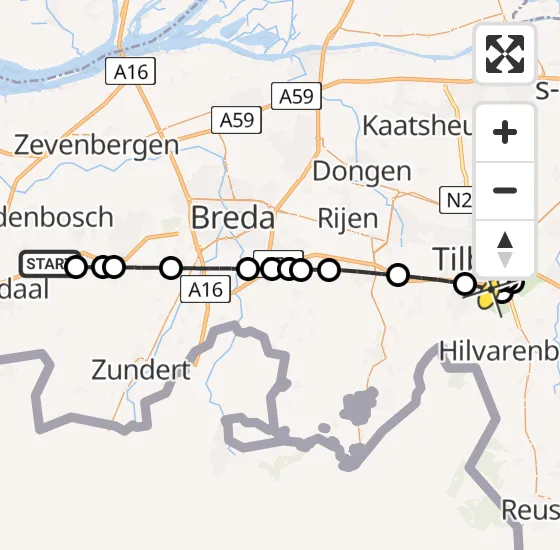 Vlucht Traumahelikopter PH-UMC van Breda International Airport naar Tilburg op vrijdag 28 juni 2024 3:03