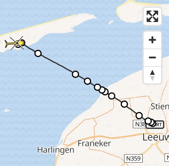 Vlucht Ambulancehelikopter PH-HOW van Vliegbasis Leeuwarden naar Midsland op vrijdag 28 juni 2024 3:35