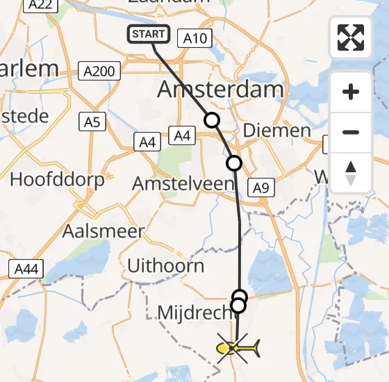 Vlucht Traumahelikopter PH-DOC van Amsterdam Heliport naar Wilnis op vrijdag 28 juni 2024 7:45