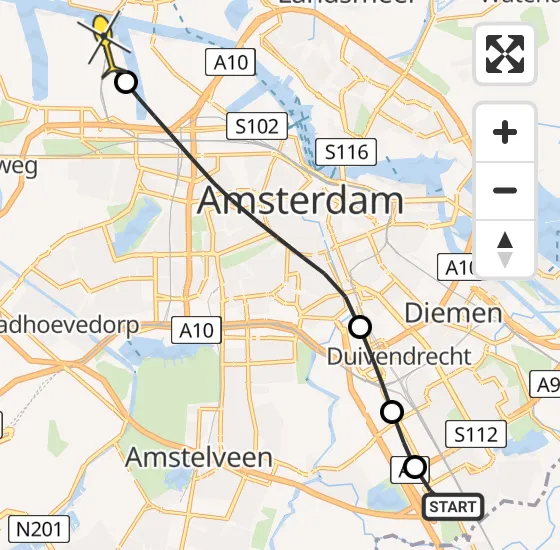 Vlucht Traumahelikopter PH-DOC van Academisch Medisch Centrum (AMC) naar Amsterdam Heliport op vrijdag 28 juni 2024 8:58