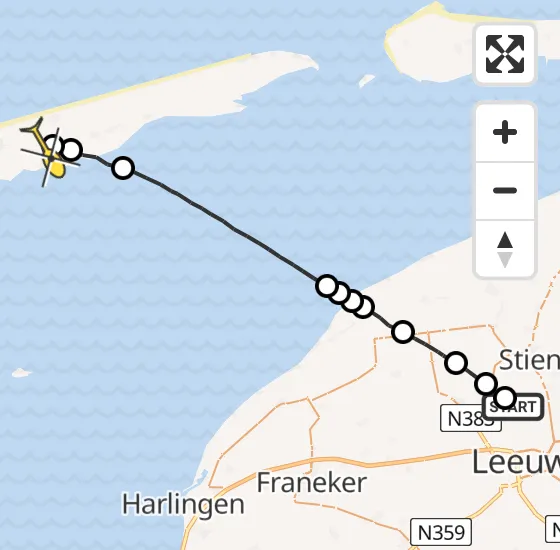 Vlucht Ambulancehelikopter PH-HOW van Vliegbasis Leeuwarden naar Midsland op vrijdag 28 juni 2024 11:04