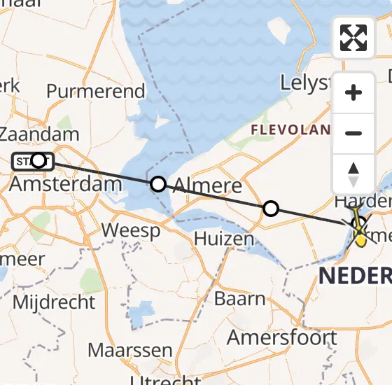 Vlucht Traumahelikopter PH-DOC van Amsterdam Heliport naar Ermelo op vrijdag 28 juni 2024 12:19