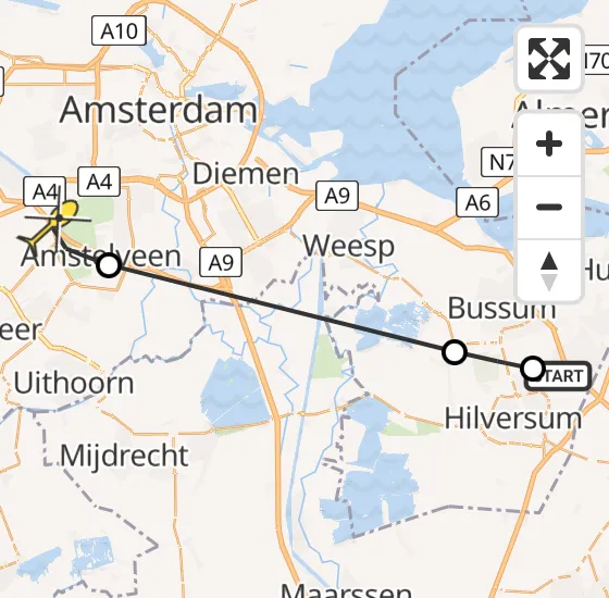Vlucht Politiehelikopter PH-PXA van Laren naar Schiphol op vrijdag 28 juni 2024 12:27