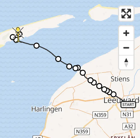 Vlucht Ambulancehelikopter PH-HOW van Leeuwarden naar Midsland op vrijdag 28 juni 2024 16:45