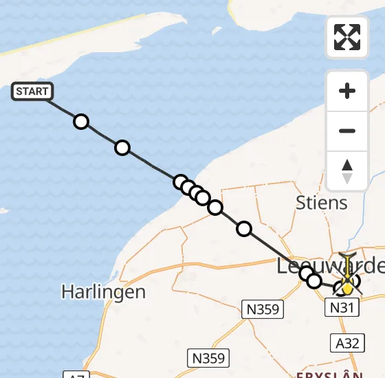 Vlucht Ambulancehelikopter PH-HOW van Formerum naar Leeuwarden op vrijdag 28 juni 2024 17:23