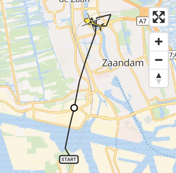 Vlucht Traumahelikopter PH-DOC van Amsterdam Heliport naar Zaandam op vrijdag 28 juni 2024 18:55