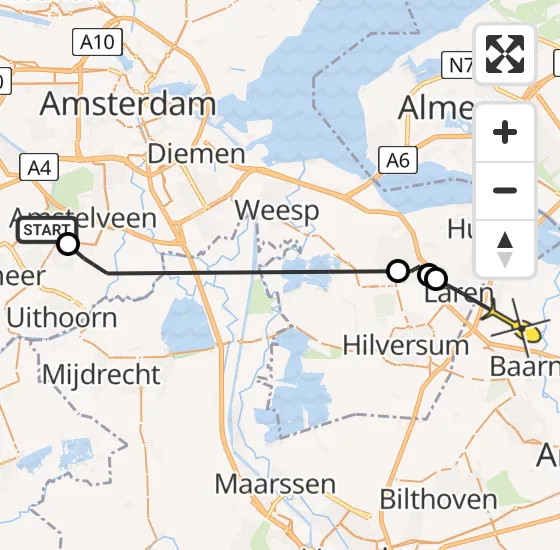 Vlucht Politiehelikopter PH-PXY van Aalsmeer naar Eemnes op vrijdag 28 juni 2024 19:18