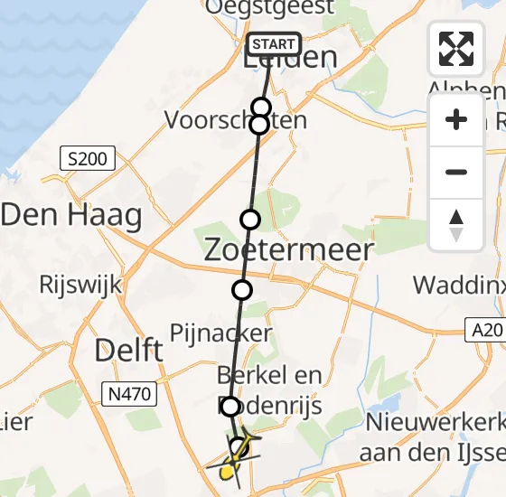 Vlucht Traumahelikopter PH-UMC van Leiden naar Rotterdam The Hague Airport op vrijdag 28 juni 2024 19:41